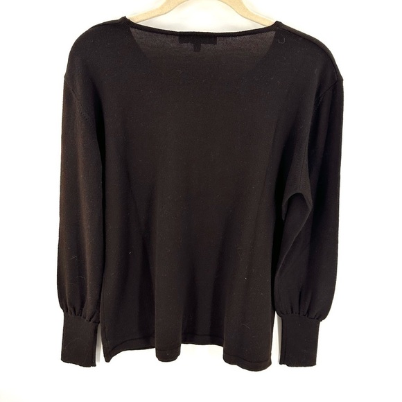 Louis Feraud Italy US Sz 14 Wool Sweater Brown Balloon Long Sleeve Pullover Top - Picture 4 of 9